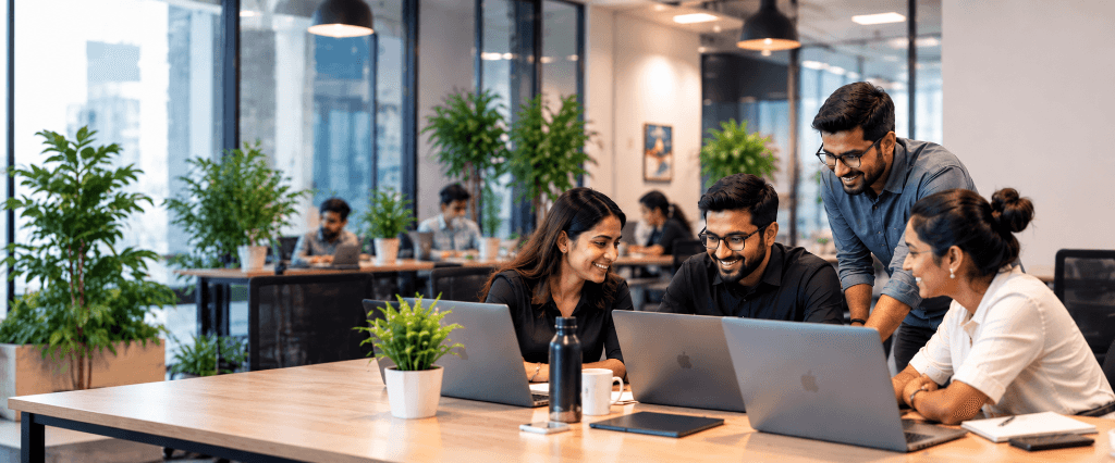 GharPadharo team collaborating in modern office